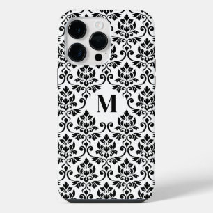 Coque Pour Pour iPhone 14 Pro Max Feuille de Damas motif noir (sur mesure)