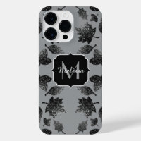 Feuille gris brillant motif d'automne Monogram