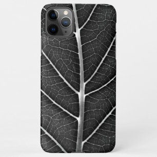 Coque iPhone 11Pro Max Feuille lumineuse noir et blanc en gros plan