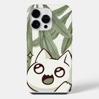Coque Pour Pour iPhone 14 Pro Max Feuille verte avec chat | amoureux des animaux de