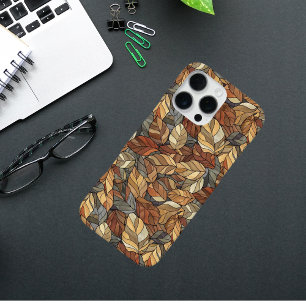 Coque iPhone 16 Pro Max Feuilles de chute en verre tendu - Rustique automn