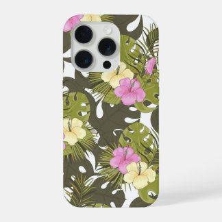 Feuilles de jungle tropicale et motif d'hibiscus