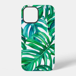 Coque iPhone 12 Feuilles de Monstera sur fond isolé, aquarelle