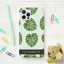 Coque iPhone 12 Pro Feuilles de palme, Motif tropical, Votre nom