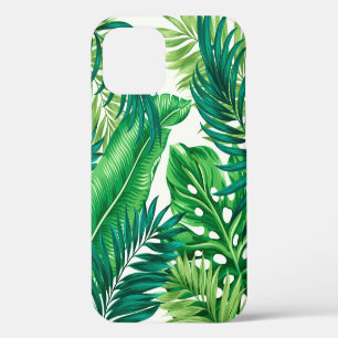 Coque iPhone 12 Feuilles de palmier tropical vert banane monstera