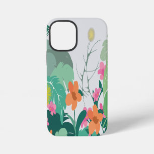 Coque iPhone 12 Mini Feuilles et Fleurs Tropicales Pastel