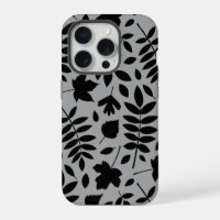 Feuilles tombés Lg Motif noir sur gris