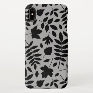 Coque iPhone XS Max Feuilles tombés Lg Motif noir sur gris