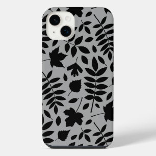 Feuilles tombés Lg Motif noir sur gris