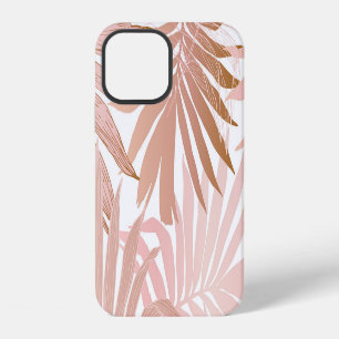 Coque iPhone 12 Feuilles tropicales : motif dégradé brillant.