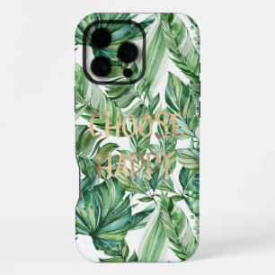 Coque iPhone 16 Pro Max Feuilles vertes d'aquarelle tropicale