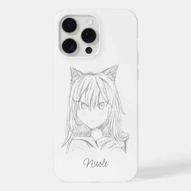 Coque iPhone Fille Chat  (Verso)
