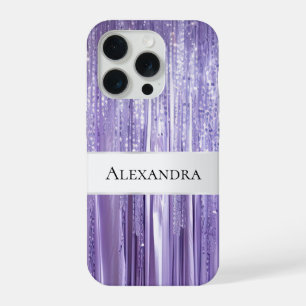 Fille Violet Glam Glitzy Tinsel Stripes