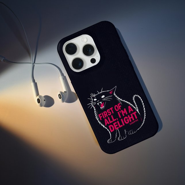 Coque iPhone First Of All I'm A Delight Roaring Black Cat (Créateur téléchargé)