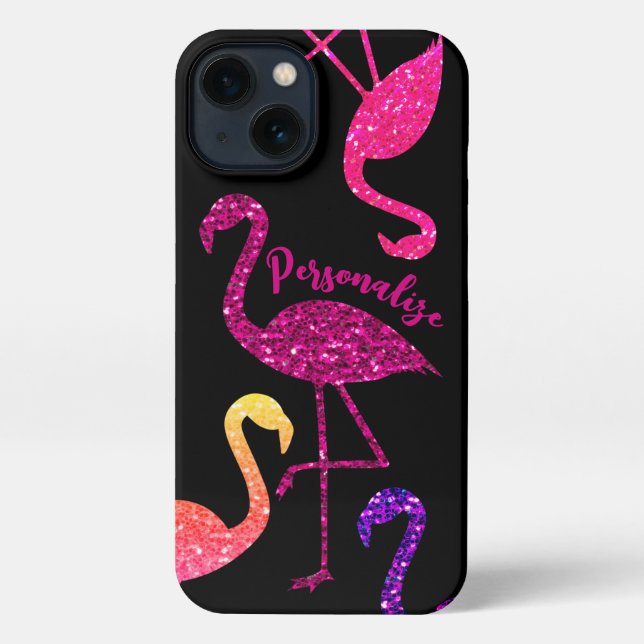 Coque iPhone Flamant rose rose parties scintillant scintillants (Verso)