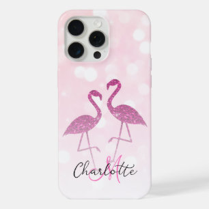 Flamants roses pailletés Monogramme paillettes sci