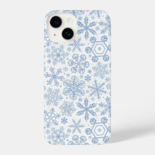 Coque Pour iPhone 14 Fléchettes de neige grises sur blanc