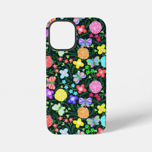 Coque iPhone 12 Mini Fleur Arc-en-ciel Papillon