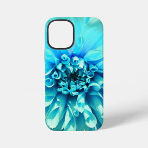 Coque iPhone 12 Mini Fleur de Dahlia Bleu Clair