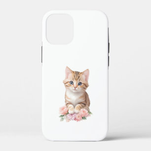 Coque iPhone 12 Mini Fleur de félins de fleur de chats mignons