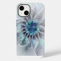 Fleur de fractale moderne abstraite avec du bleu