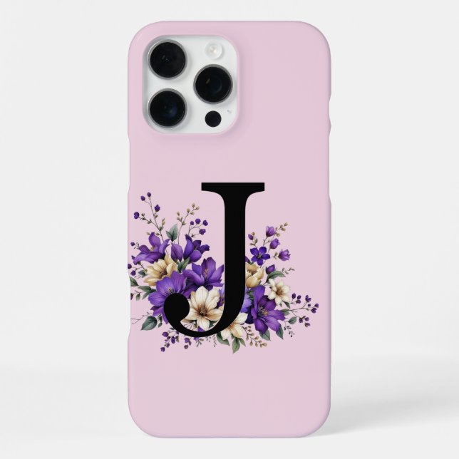 Coque iPhone Fleur de lavande : Monogrammé Initial 'J' (Verso)