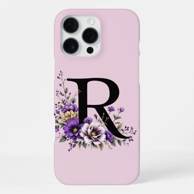Coque iPhone Fleur de lavande : Monogramme Initial 'R' (Verso)