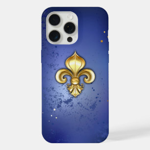 Fleur de lis dorée sur fond bleu