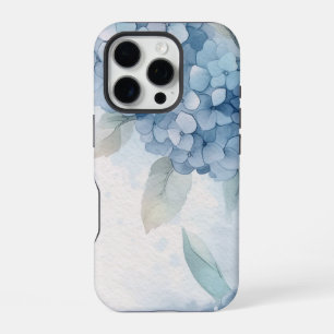 Coque iPhone 16 Pro Fleur d'hortensia bleu floral abstrait