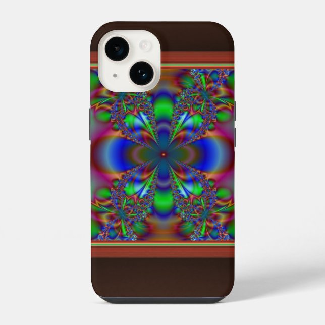 Coque iPhone Fleur fractale multicolore  (Verso)