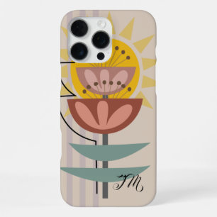 Coque iPhone 16 Pro Max Fleur moderne et texte personnalisé