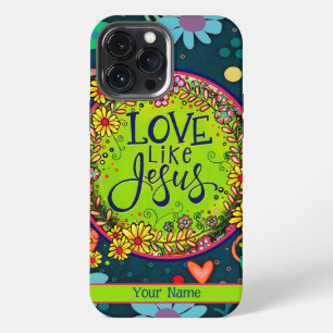 Etui iPhone 13 Pro Max Fleur personnalisée Amour comme Jésus Amusement Fa