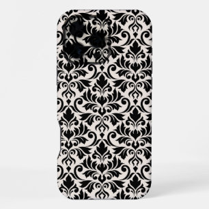 Coque iPhone 16 Pro Max Fleurir Damas Grand Motif Noir sur Crème