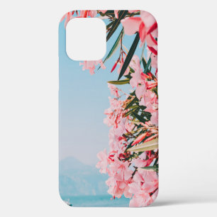 Coque iPhone 12 Fleurs à pétales roses et blancs