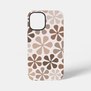 Coque iPhone 12 Mini Fleurs Abstraites (B) Crème Brown de Taupe