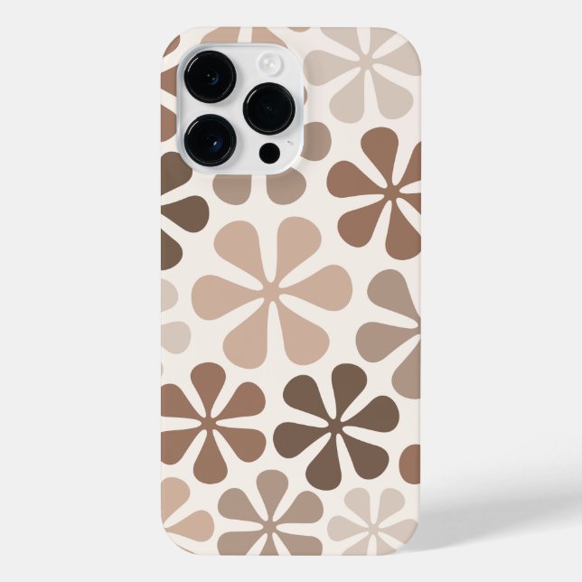 Coque iPhone Fleurs Abstraites (B) Crème Brown de Taupe (Verso)