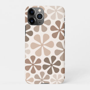 Coque iPhone 11Pro Fleurs Abstraites (B) Crème Brown de Taupe