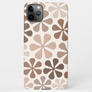 Coque iPhone 11Pro Max Fleurs Abstraites (B) Crème Brown de Taupe