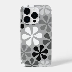 Coque Pour iPhone 14 Plus Fleurs Abstraites Gris noir blanc
