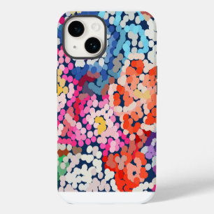 Coque Pour iPhone 14 Fleurs Abstraites Tachetées et Pointillées de Plum