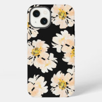 Fleurs aquarelle pivoines roses sur fond noir