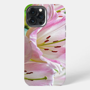 Etui iPhone 13 Pro Max Fleurs blanches mignonnes de rose assez en pastel