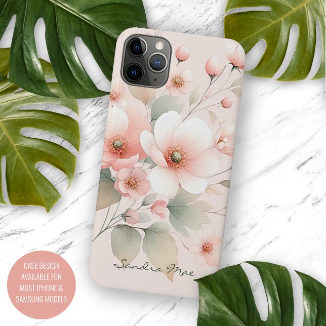 Coque iPhone Fleurs d'aquarelle élégantes et délicates (Créateur téléchargé)