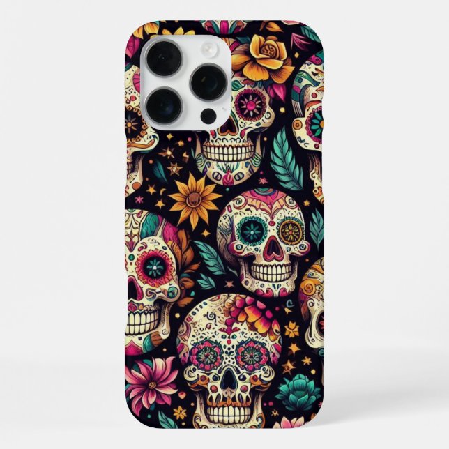 Coque iPhone Fleurs de Crâne de Sucre  (Verso)