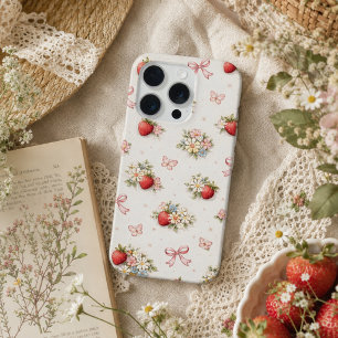 Fleurs de fraise vintage sans couture cottagecore