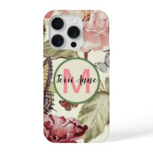 Fleurs de pivoine et papillons gras avec monogramm