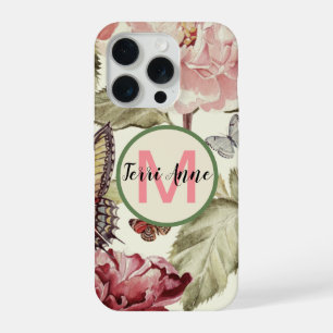 Fleurs de pivoine et papillons gras avec monogramm