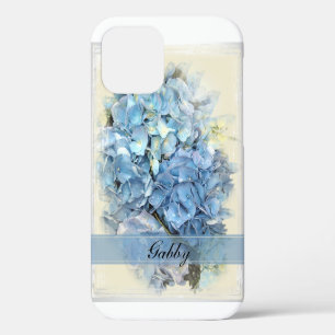 Coque iPhone 12 Fleurs d'Hortensia Bleu