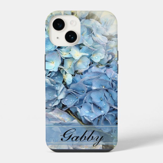 Coque iPhone Fleurs d'Hydrangée Bleue (Verso)