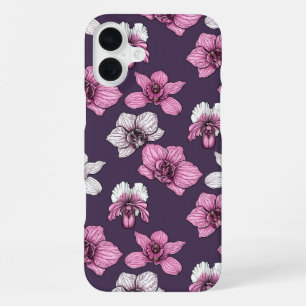 Coque iPhone 16 Plus Fleurs d'orchidée rose